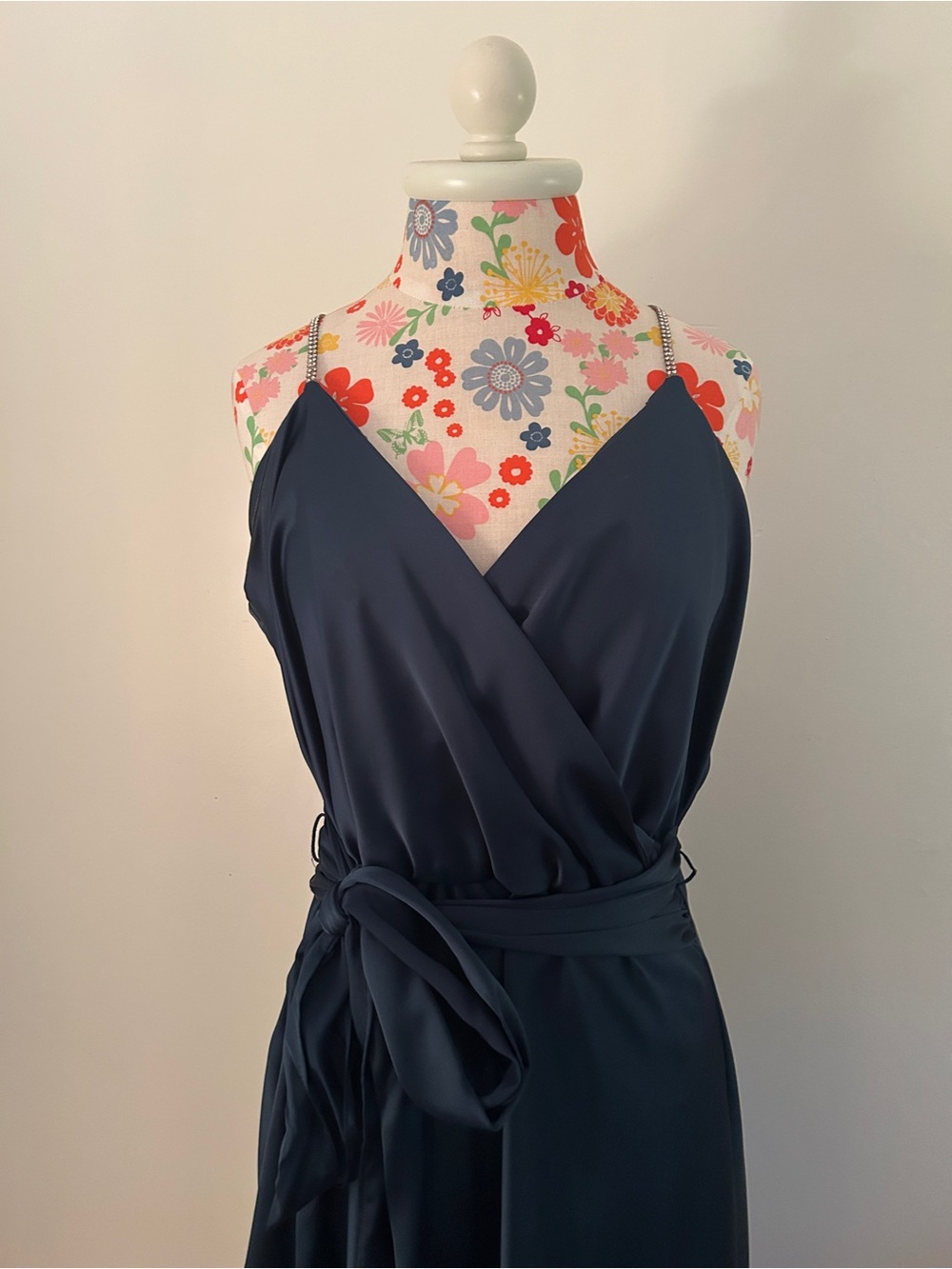 Zara - Satin Formal Gown with Sequin Straps - Picture 2 of 5